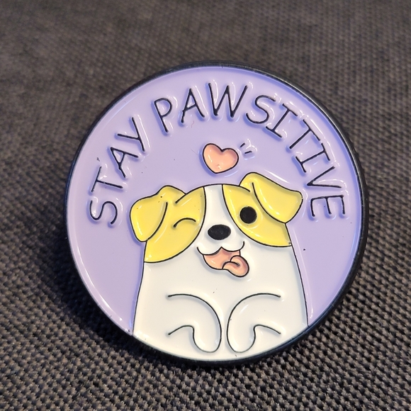 Stay Pawsitive Darling Derpy Dog Enamel Pin - Picture 2 of 10